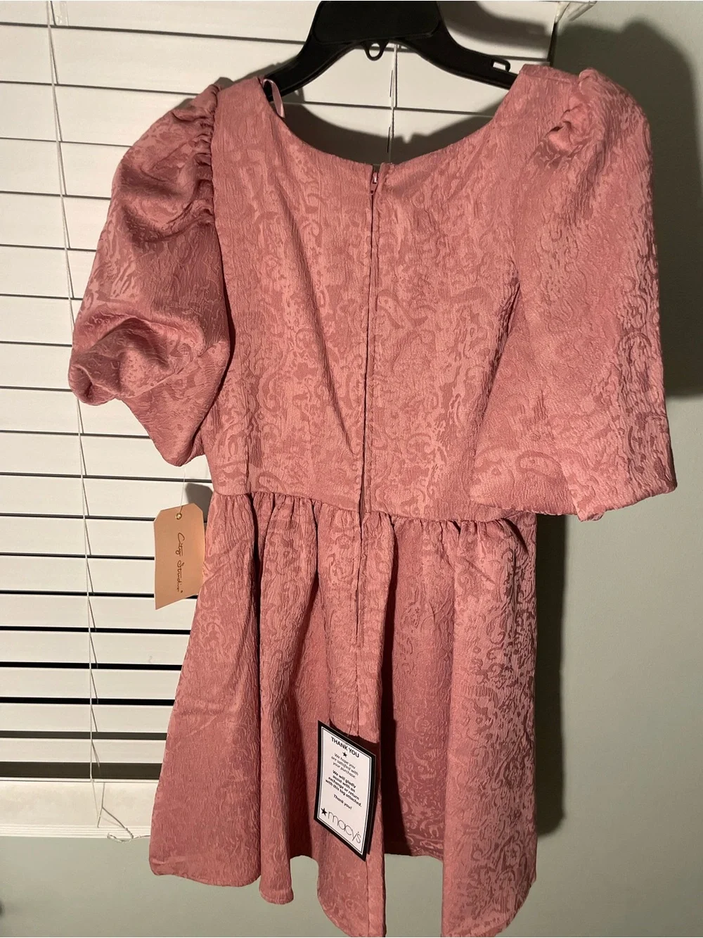 City Studio Pink Textured Puff‑Sleeve Dress NWT